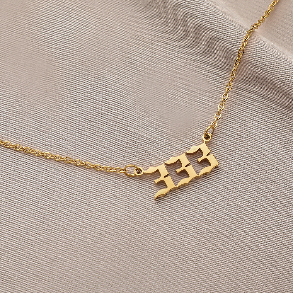 Explosive Angel Number 111999 Stainless Steel Cut Necklace Number Titanium Steel Real Gold Pendant