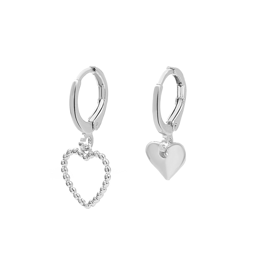 Simple Metal Asymmetric Love Earrings Ins Temperament Net Red Creative Small Heart Earrings Buckle Earrings