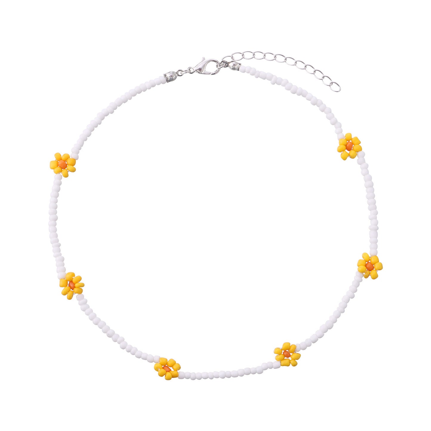 Jewelry Rice Bead Flower Necklace Women's Fashionable Temperament Adjustable Necklace
