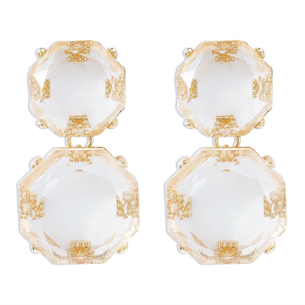 E11194 Fashion Transparent Candy Color Earrings Resin Personality Retro Earrings Niche Simple Earrings Women