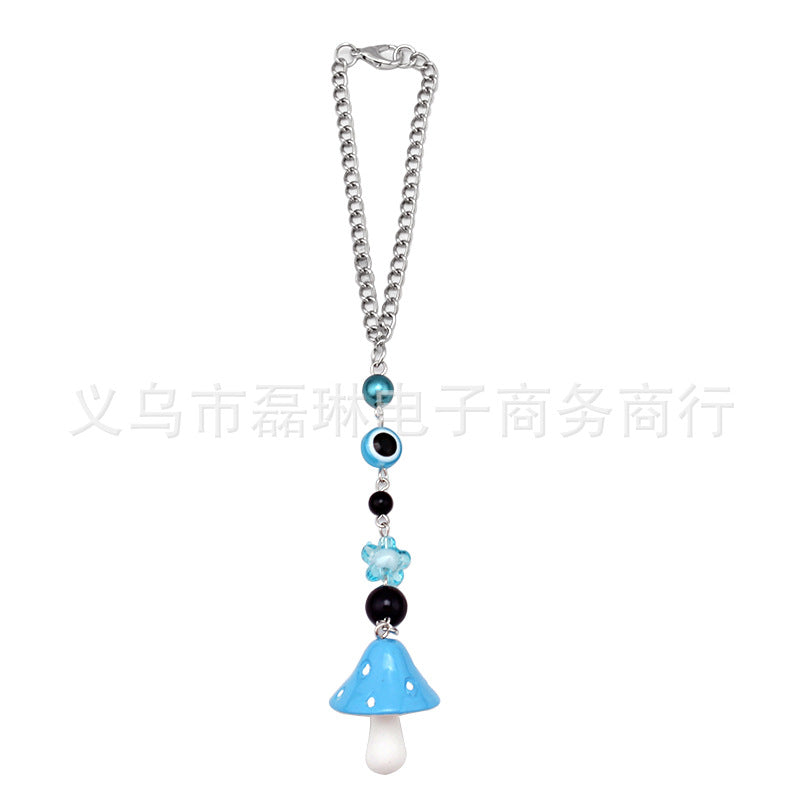 Fashion cartoon resin color small mushroom creative key chain men and women car bag key chain pendant