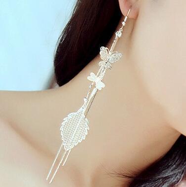 Fashion Square Tassel Earrings Long Diamond Rhinestone Ear Wire Sweet Earrings Jewelry