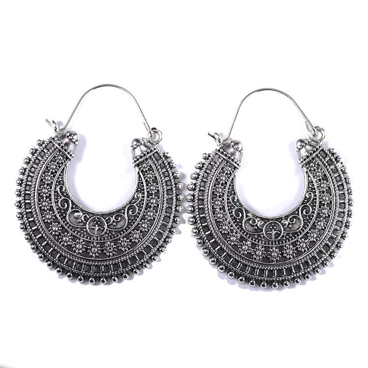 Ethnic Earrings Bohemian Hollow Carved Earrings Fashion Geometric Metal Vintage Earrings