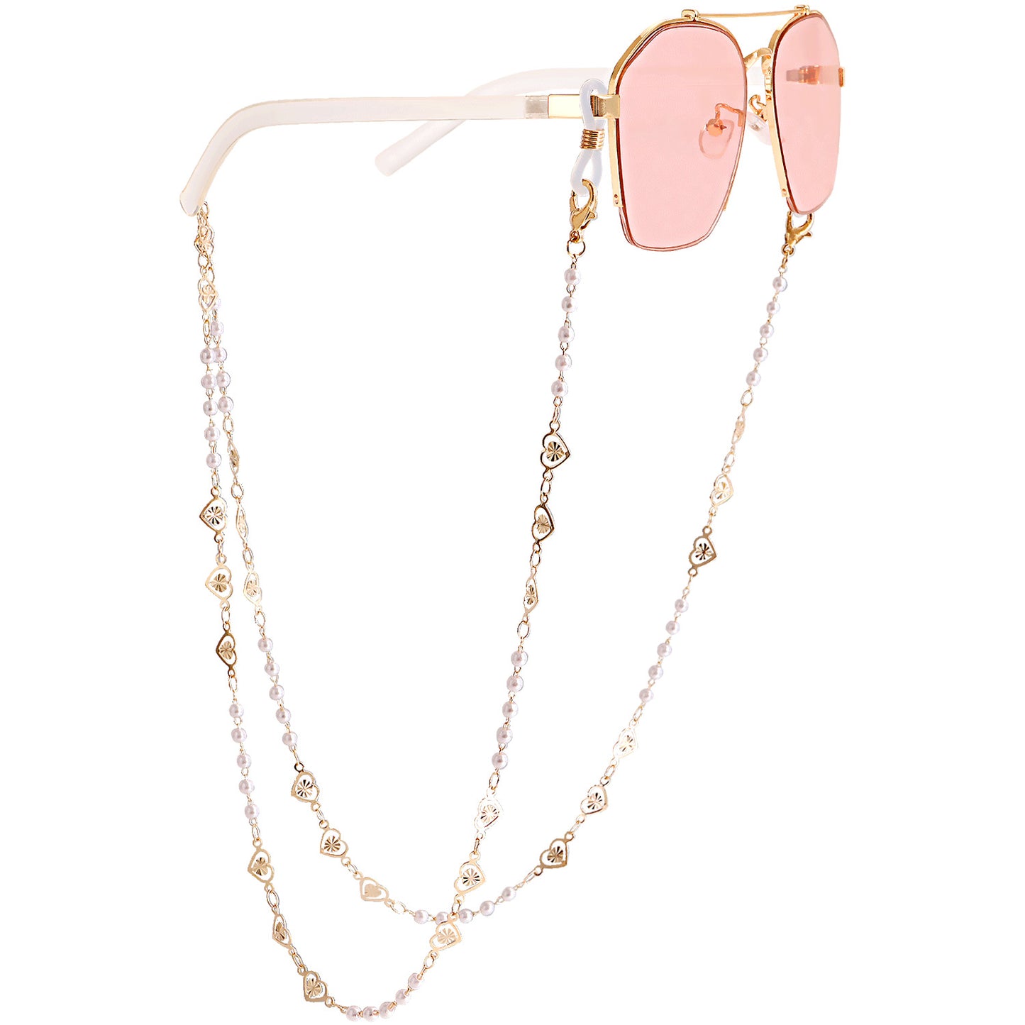 Mask hanging chain glasses chain pearl five-pointed star disc mask chain peach heart metal glasses chain