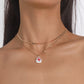 N1699 Necklace Fresh and Lovely Drip Oil Cherry Print Ladybug Layered Double Layer Simple Necklace
