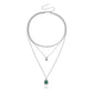 Jewelry trend multi-layer flat snake chain imitation green agate necklace female ins creative niche design sense