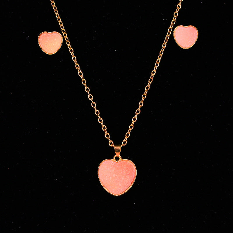 Explosive Fashion Earrings Necklace Set Jewelry Female Candy Gradient Pendant Sweet Earrings Jewelry