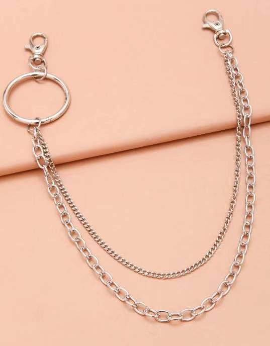 Hip-hop pants chain female detachable double-layer pants hanging chain decoration punk belt trousers chain INS metal accessories