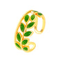 Ins simple leaf ring female Mori super fairy drop oil green leaf geometric opening index finger ring personality ring