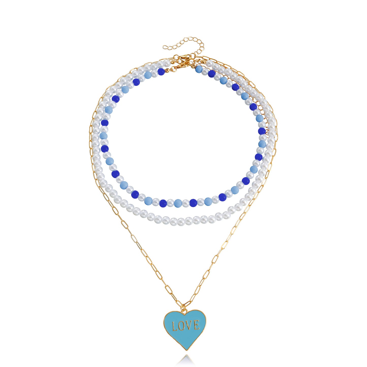 Jewelry Bohemia imitation pearl exaggerated color LOVE love pendant necklace hot girl necklace