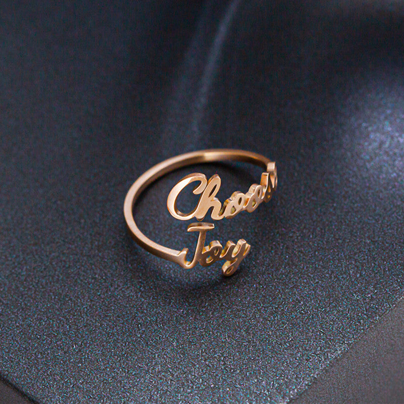 ChooseJoy Letter Ring Titanium Steel 18K Furnace Vacuum Plating Explosive Accessories