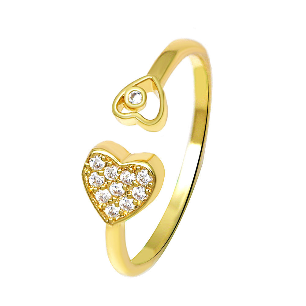 Ins cold zircon opening love ring super fairy fashion star letter hollow index finger ring net red