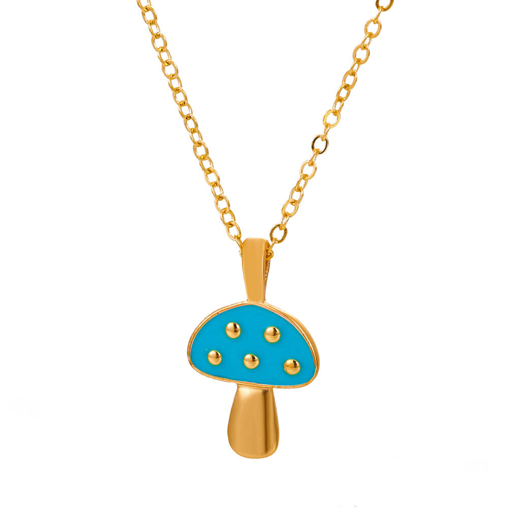 Internet celebrity ins alloy color drop oil mushroom necklace fashion temperament simple necklace female