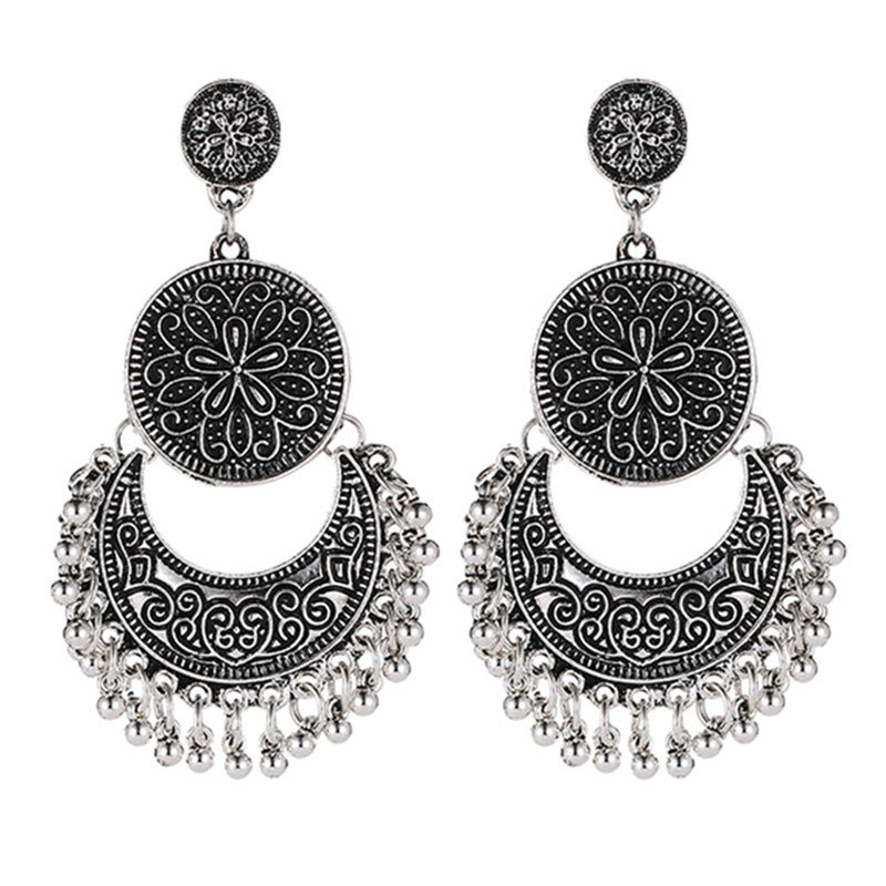 Ethnic Earrings Bohemian Hollow Carved Earrings Fashion Geometric Metal Vintage Earrings