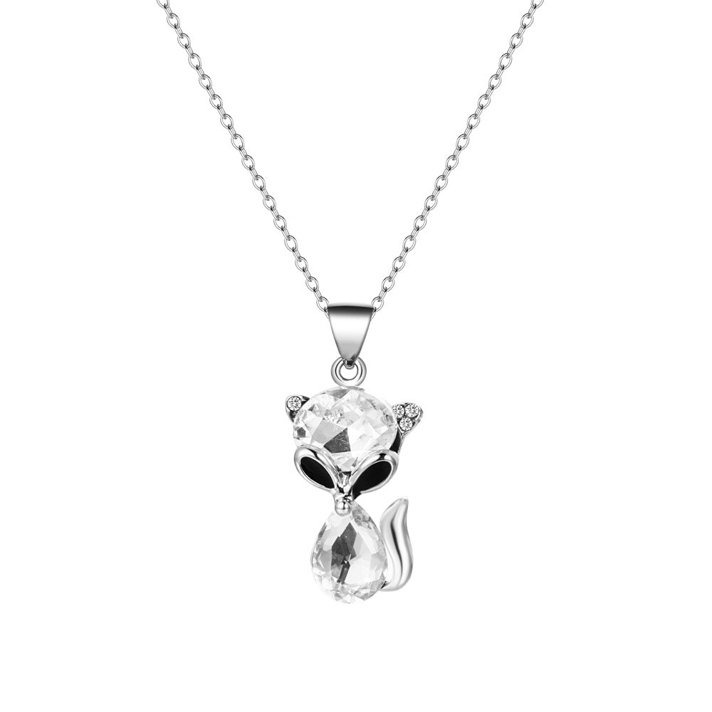 Simple and cold zircon pendant necklace fashion five-pointed star key cat clavicle chain niche design