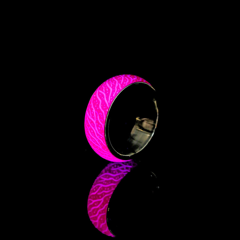 Fashion simple original design personality stainless steel resin luminous forest crack creative ring
