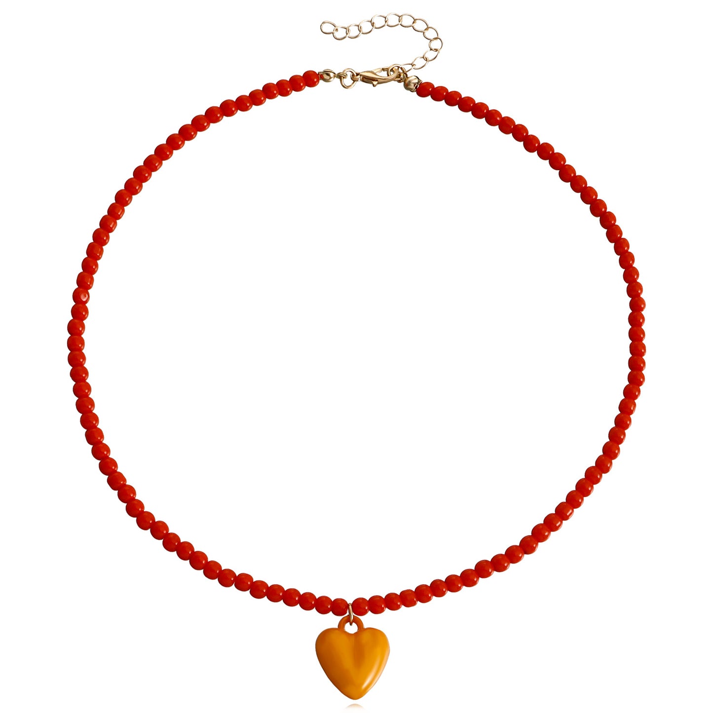 Jewelry Bohemian pure color rice beads color love pendant necklace female beaded necklace niche