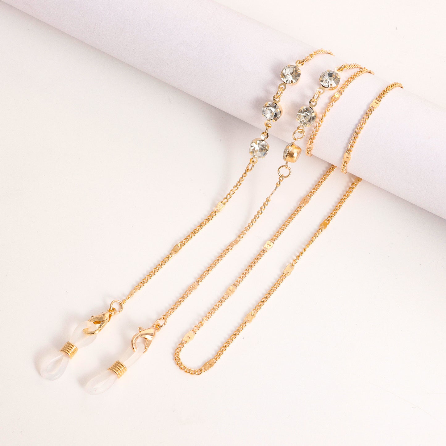 Mask hanging chain glasses chain imitation pearl mask chain color zircon metal glasses chain