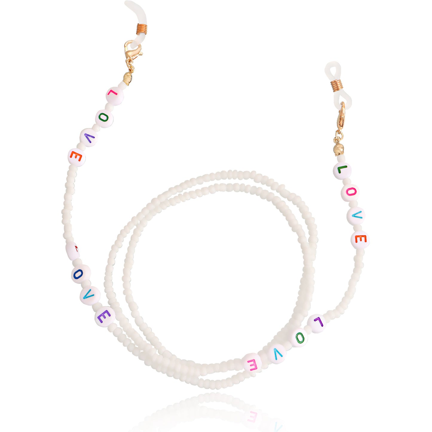 Jewelry Bohemia pure color rice beads LOVE letter glasses chain accessories women's mask non-slip chain