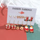 Christmas series snowflake bell earrings combination set cartoon oil dripping cane old man earrings female