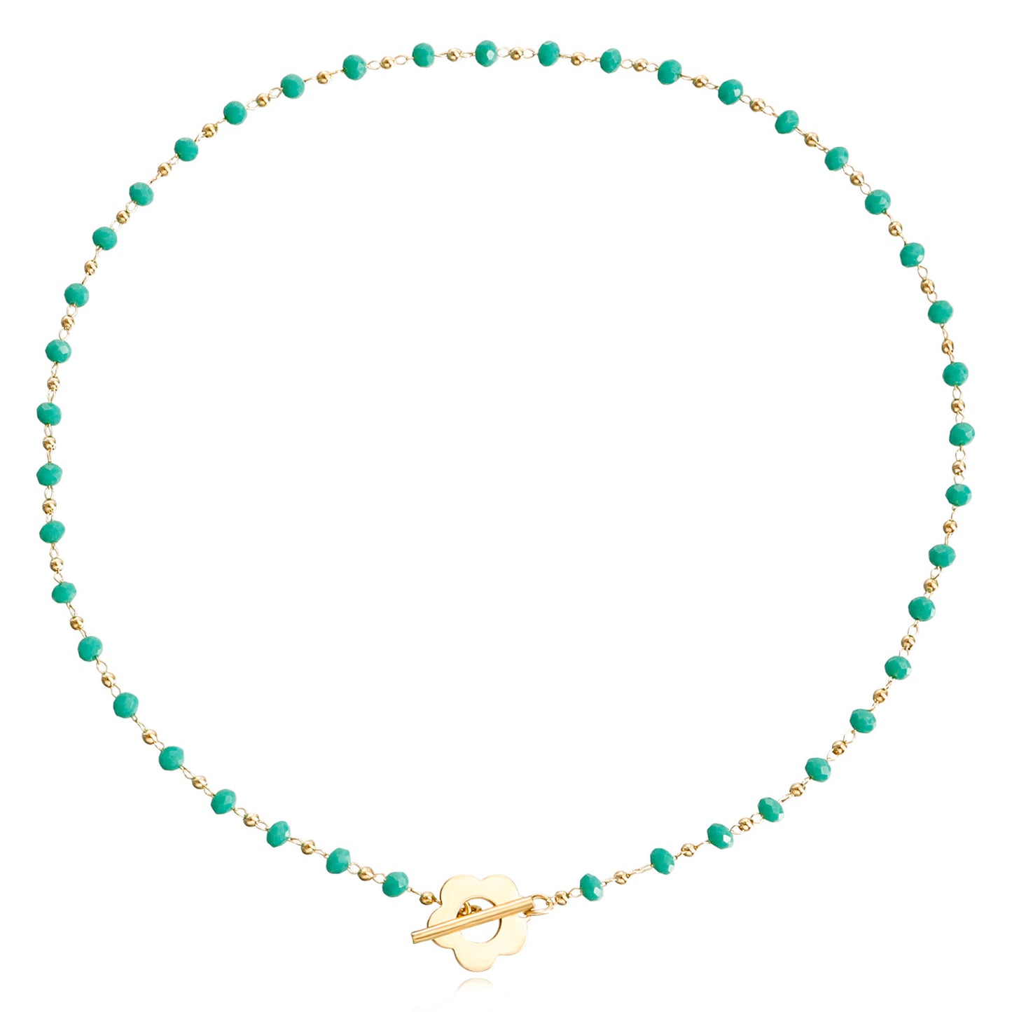 Jewelry Fashion Temperament Colorful Crystal Glass Beads Necklace Simple OT Buckle Short Flower Necklace
