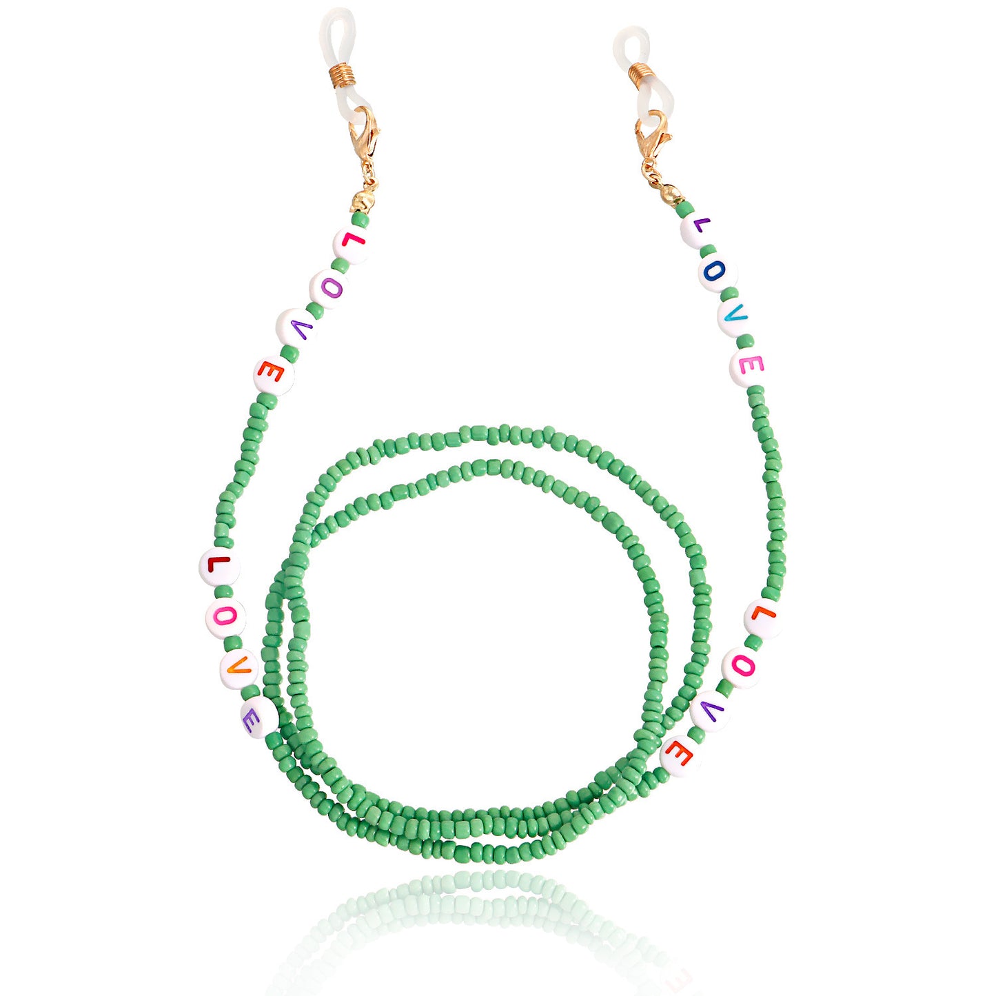Jewelry Bohemia pure color rice beads LOVE letter glasses chain accessories women's mask non-slip chain