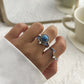 Jewelry Simple Mix and Match Turquoise Hand Jewelry Temperament Butterfly Geometric Micro-inlaid Diamond Ring Set Female