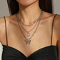 N9963 Exaggerated Long Necklace Drip Oil Heart Butterfly Snake Element Necklace Punk Hip Hop Stacked Necklace