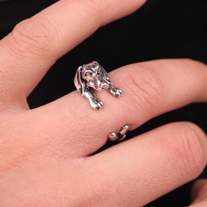 Cute Animal Open Ring Fashion Personality Exaggerated Puppy Cat Elephant Ring Creative Hand Jewelry