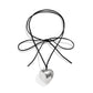 Jewelry sweet cool exaggerated heart-shaped pendant necklace simple long velvet wax thread tassel necklace female