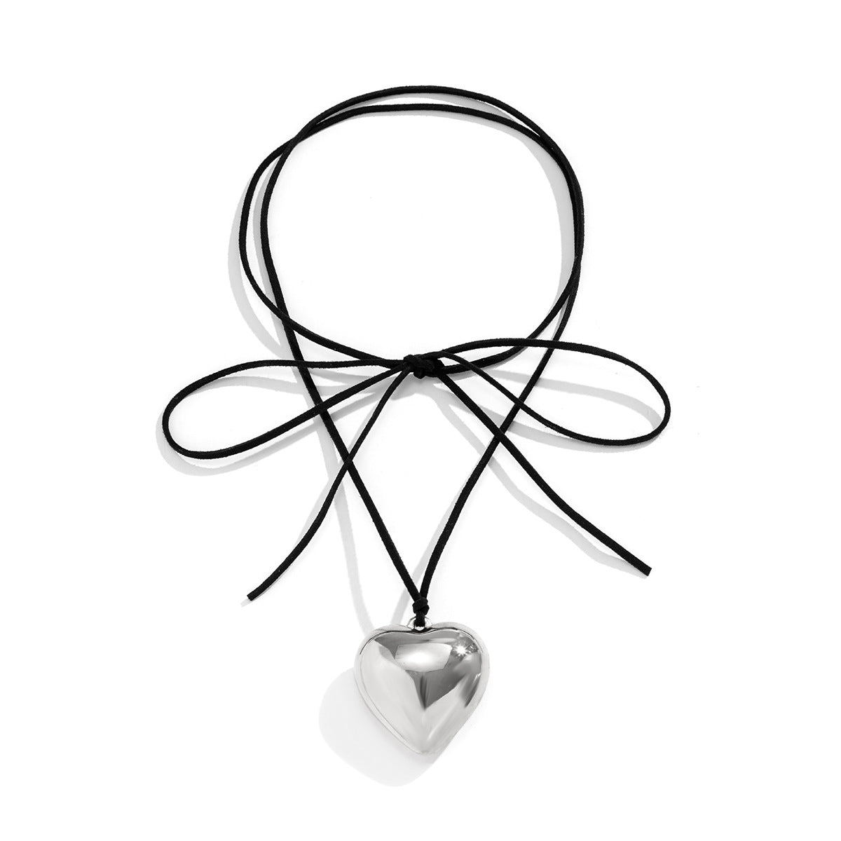 Jewelry sweet cool exaggerated heart-shaped pendant necklace simple long velvet wax thread tassel necklace female
