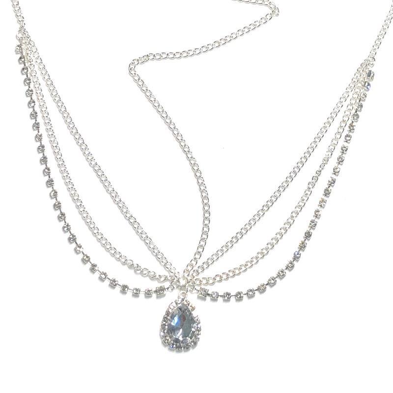 Crystal forehead pendant brow heart pendant headdress bride forehead chain water drop hair band head chain Bohemian ethnic headdress