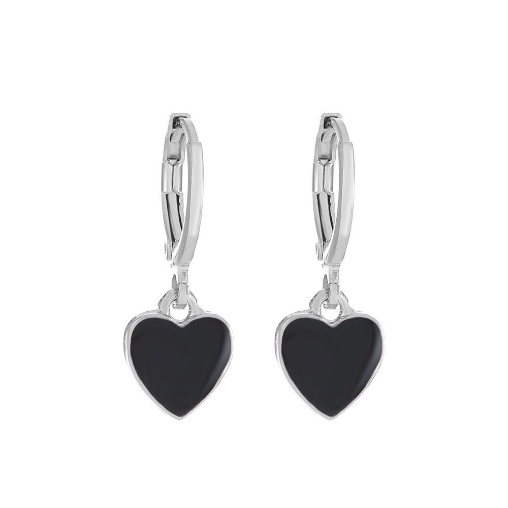 Retro Drip Oil Heart Earrings Female Fashion Simple Sweet Color Peach Heart Earrings Earrings Versatile Earrings