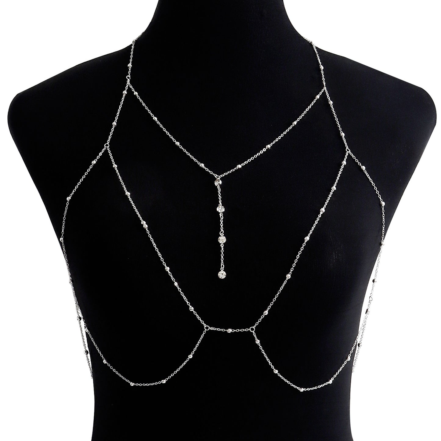 Sexy Exaggerated Beach Casual Body Clothing Chain Necklace Flash Diamond Pendant Tassel Necklace Chest Chain