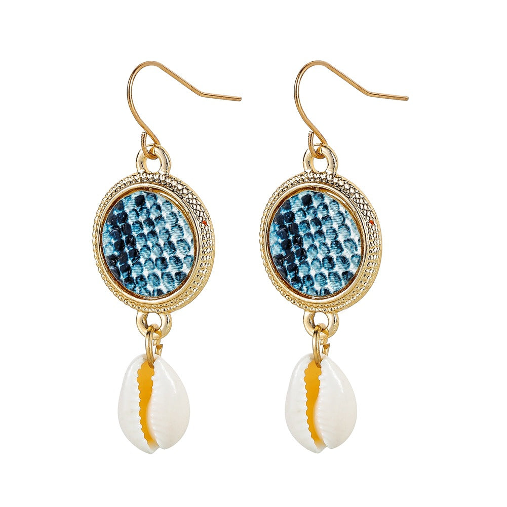 Jewelry Bohemian Colored Fish Scale Round Earrings Fashion Beach Fish Shell Ladies Earrings