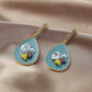 Geometric Pearl Color Gravel Earrings Heart Hollow Ear Studs Retro Temperament Fashion Trendy Earrings