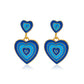 Ins color matching love earrings female retro fashion personality alloy drop nectarine peach heart earrings