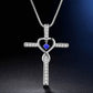 Fashion Cross Religious Belief Inlaid Zircon Pendant Necklace Heart Shape Necklace Jewelry