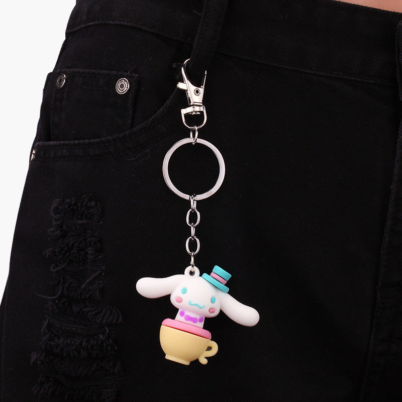 Cartoon color monster key chain creative couple car bag key personality soft pottery pendant