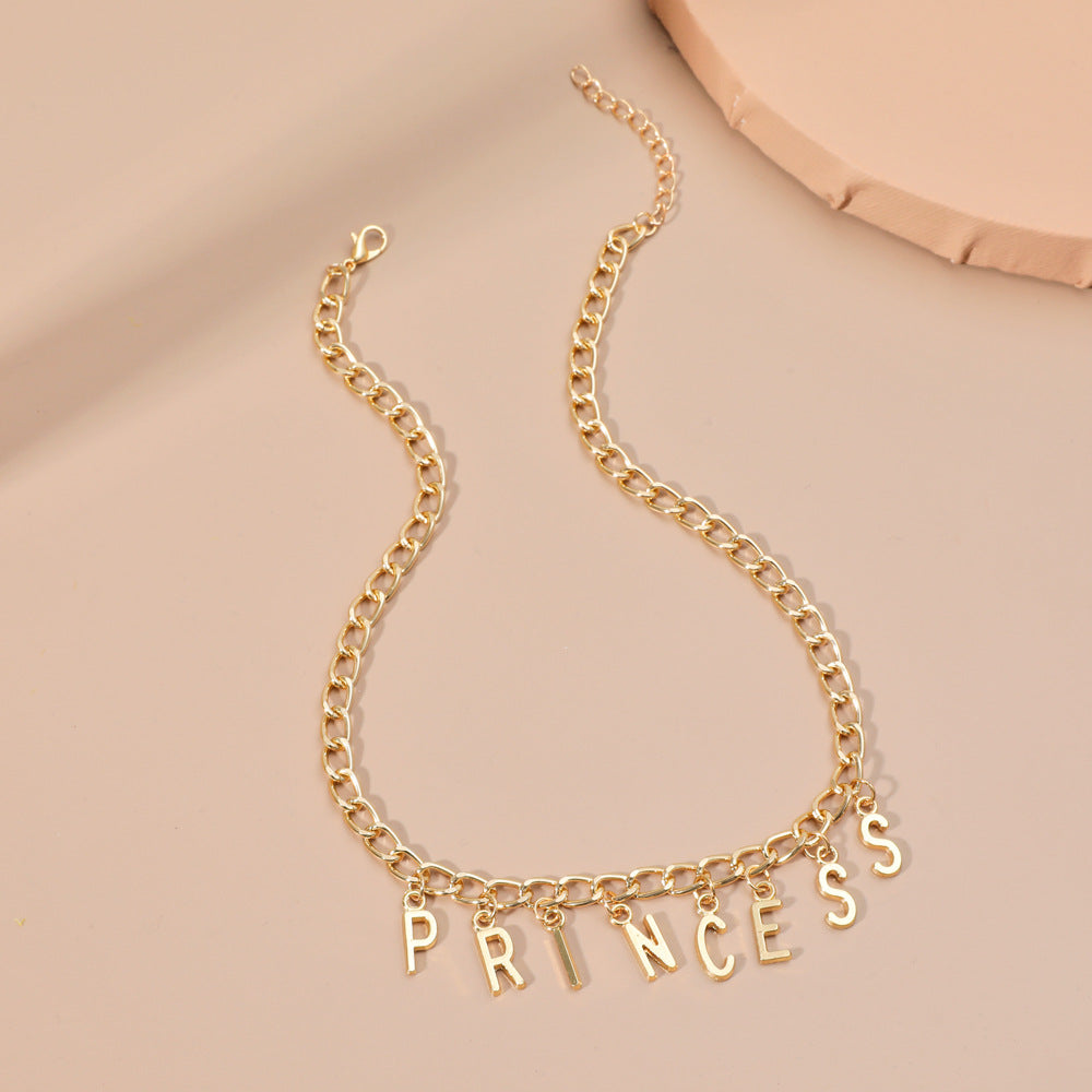 diy simple handmade alloy English word letter necklace hip-hop couple pendant short chain men and women