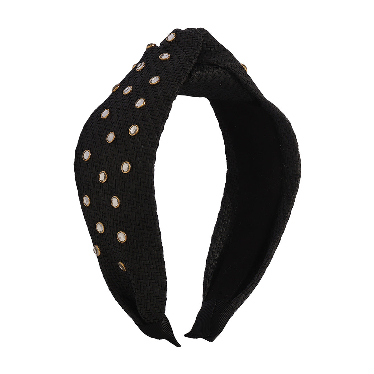 F459 Leisure vacation hair hoop straw braided wide-brimmed fashion geometric head hoop Internet celebrity knotted hair accessories for adults