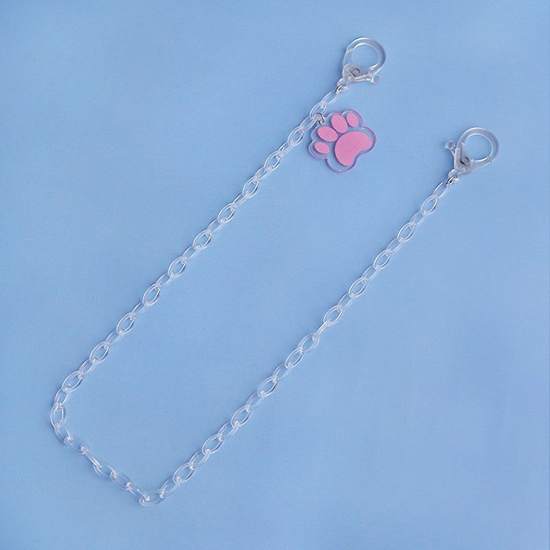 Children's mask chain glasses chain cartoon bear claw color transparent acrylic mask chain anti-lost lanyard 48cm