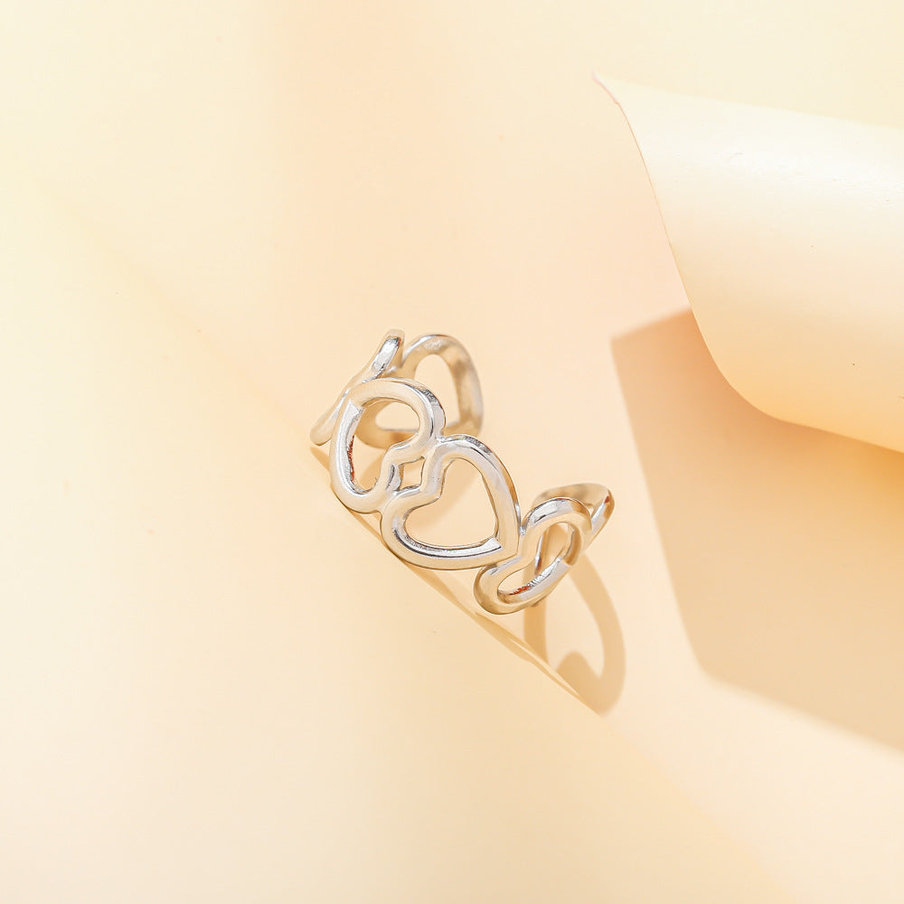 Fashion personality creative stainless steel open ring feather men and women titanium steel simple ins ring