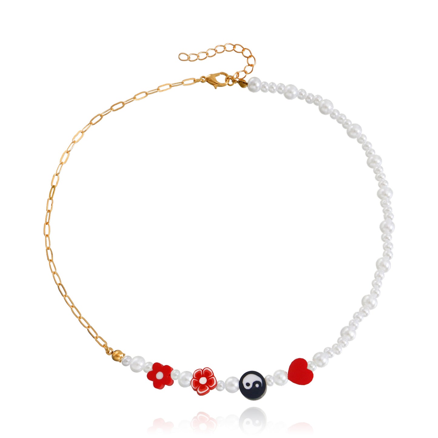 Jewelry Bohemian imitation pearl soft pottery multi-element beaded necklace baby bead necklace hot girl