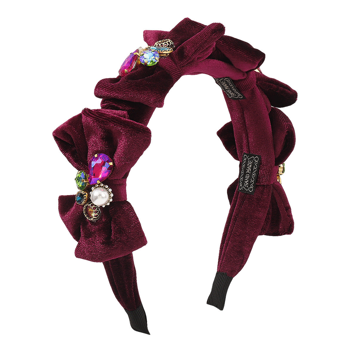 F4897 personalized bowknot pearl headband velvet light luxury rhinestone temperament sweet retro elegant headband