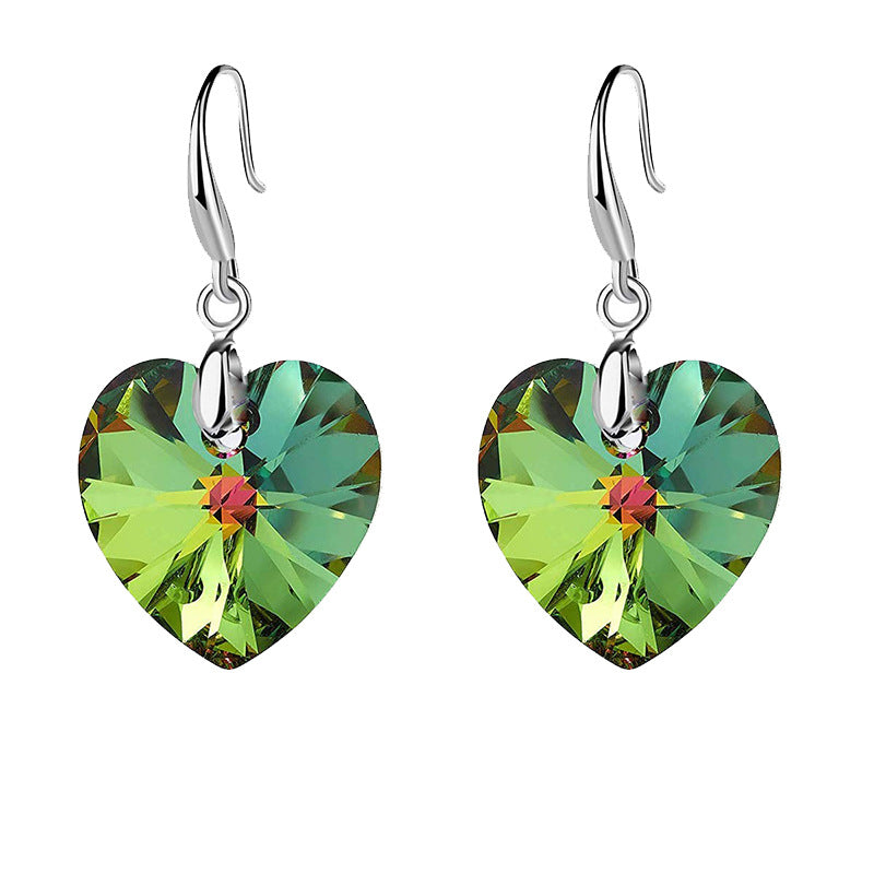 Ocean Star Love Pendant Earrings Female Crystal Tourmaline Earrings Peach Heart Rhinestone Earrings Gift