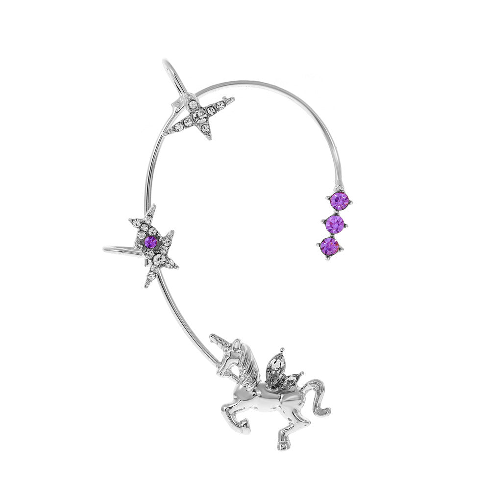 Ins diamond-studded butterfly ear hanger women without ear piercing butterfly ear bone clip fashion niche exaggerated wing ear clip
