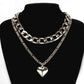 Jewelry love double-layer set chain female personality creative fashion necklace ins peach heart clavicle chain