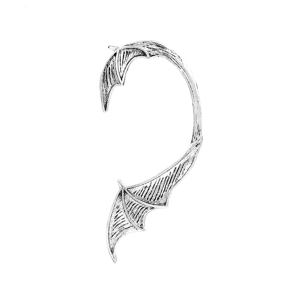 Retro punk elf flying dragon ear hanging single creative metal cat bat without hole ear bone clip