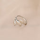 Fashion personality adjustable love stainless steel open ring simple feather leaf heart-shaped ring jewelry
